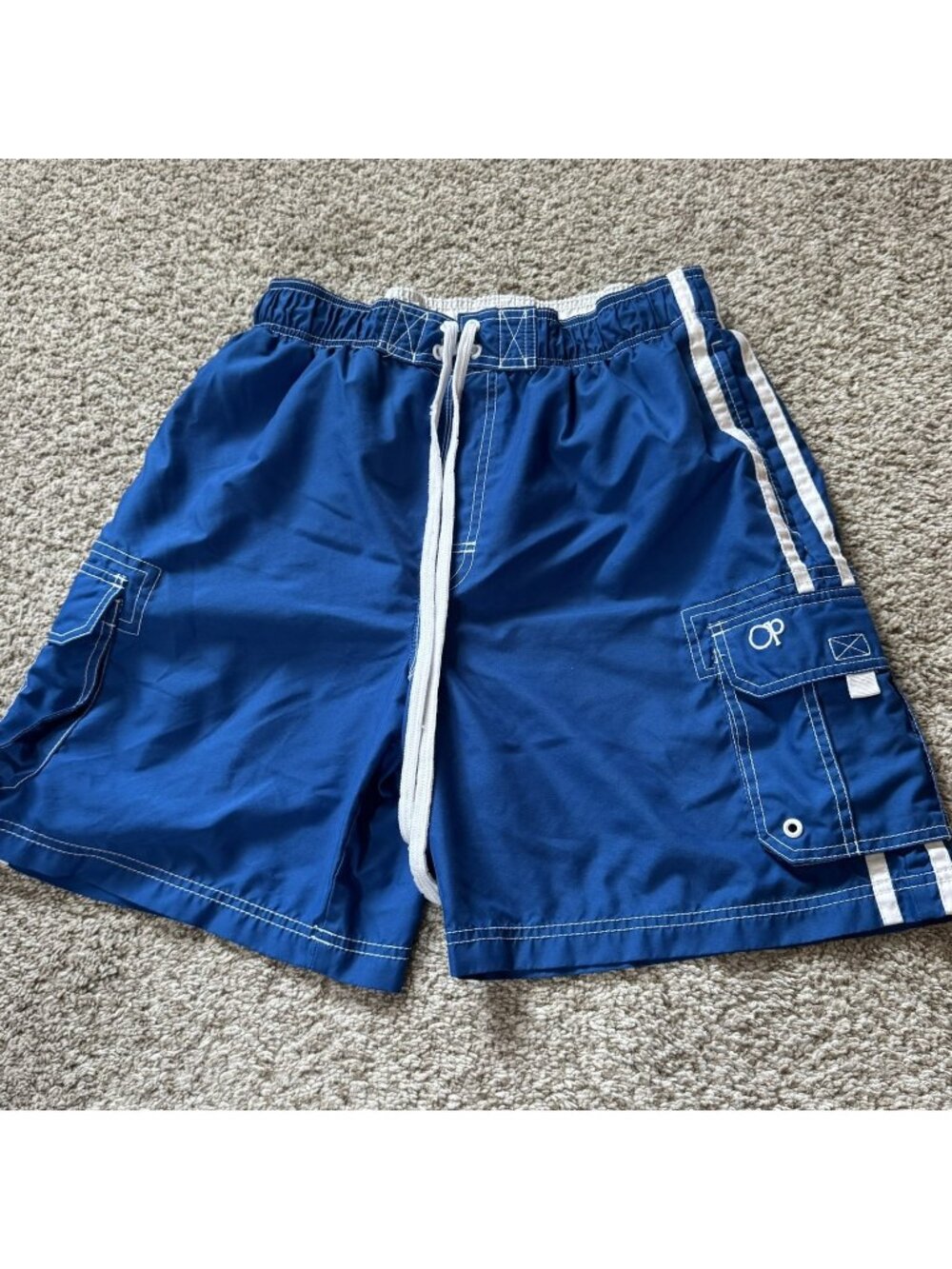 Ocean Pacific OP Swim Trunks Board Shorts Men's M Classic Blue Mesh Lined Cargo